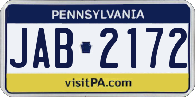 PA license plate JAB2172