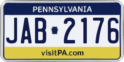 PA license plate JAB2176