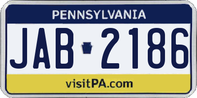 PA license plate JAB2186