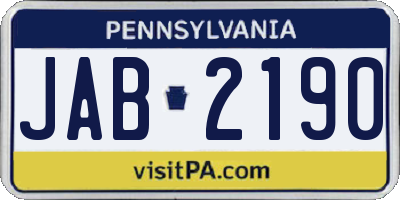PA license plate JAB2190