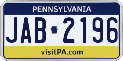 PA license plate JAB2196