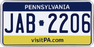 PA license plate JAB2206