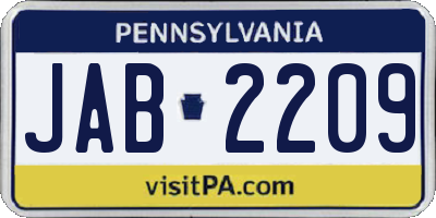 PA license plate JAB2209