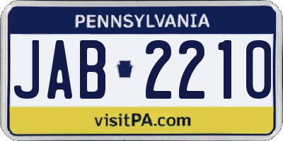 PA license plate JAB2210
