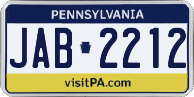 PA license plate JAB2212