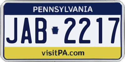 PA license plate JAB2217