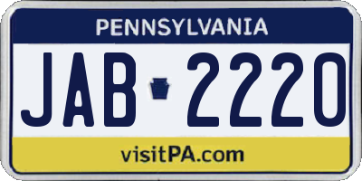 PA license plate JAB2220