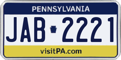 PA license plate JAB2221