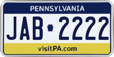 PA license plate JAB2222