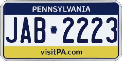 PA license plate JAB2223