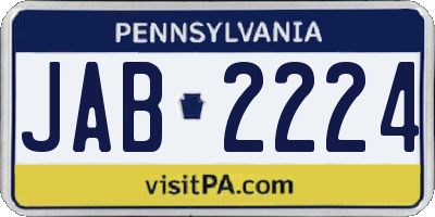 PA license plate JAB2224