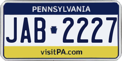 PA license plate JAB2227