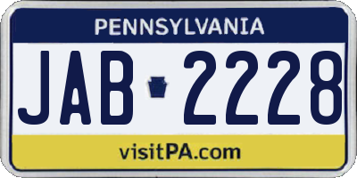 PA license plate JAB2228