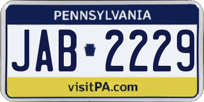PA license plate JAB2229
