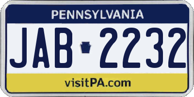 PA license plate JAB2232