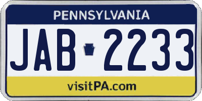 PA license plate JAB2233
