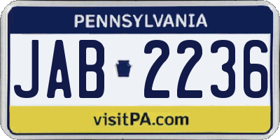 PA license plate JAB2236