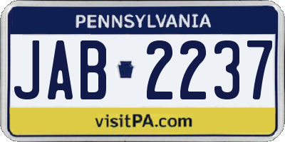 PA license plate JAB2237