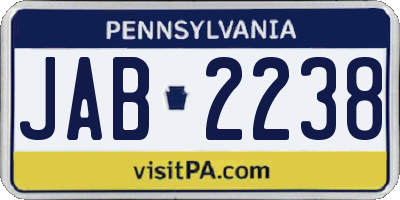 PA license plate JAB2238