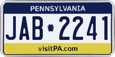 PA license plate JAB2241