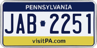 PA license plate JAB2251