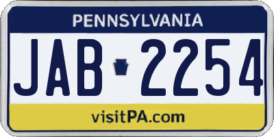 PA license plate JAB2254