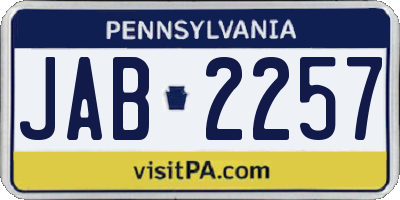 PA license plate JAB2257