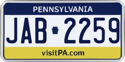 PA license plate JAB2259