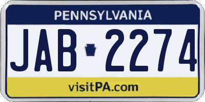 PA license plate JAB2274