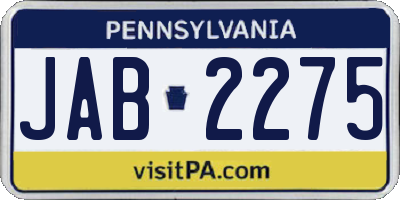PA license plate JAB2275