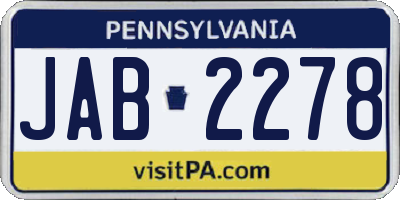 PA license plate JAB2278