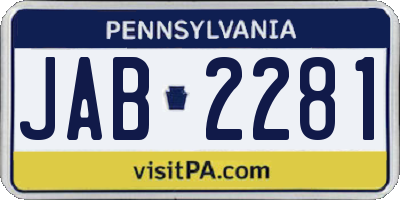 PA license plate JAB2281