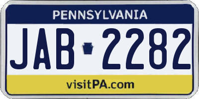 PA license plate JAB2282