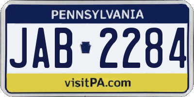 PA license plate JAB2284