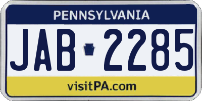 PA license plate JAB2285