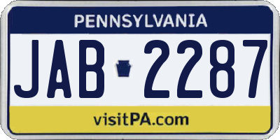 PA license plate JAB2287