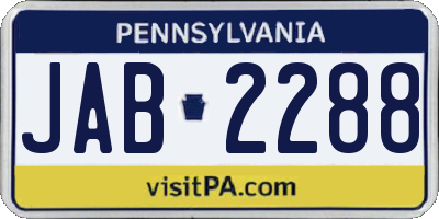 PA license plate JAB2288