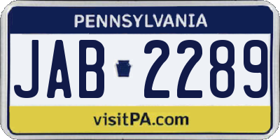 PA license plate JAB2289