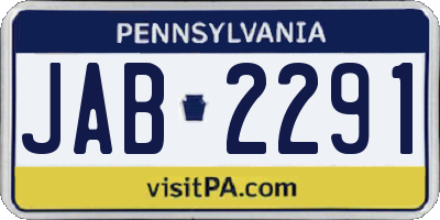 PA license plate JAB2291