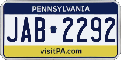 PA license plate JAB2292