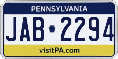 PA license plate JAB2294