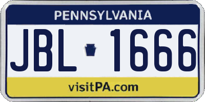 PA license plate JBL1666