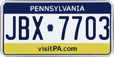 PA license plate JBX7703