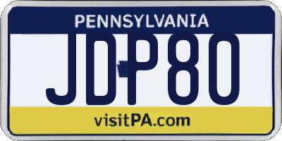 PA license plate JDP80