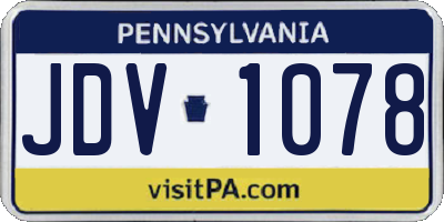 PA license plate JDV1078