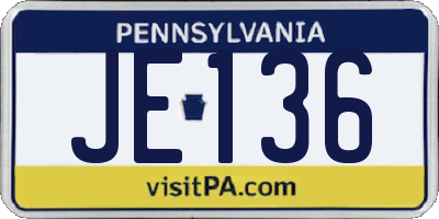 PA license plate JE136