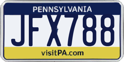 PA license plate JFX788