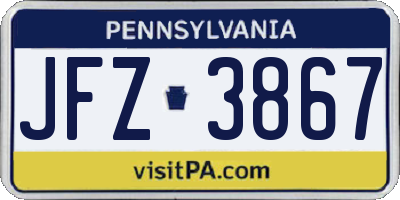 PA license plate JFZ3867