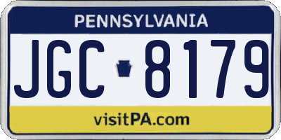 PA license plate JGC8179