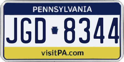 PA license plate JGD8344